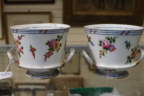 A pair of 19th century Sevres style porcelain cache pots 4.5in.